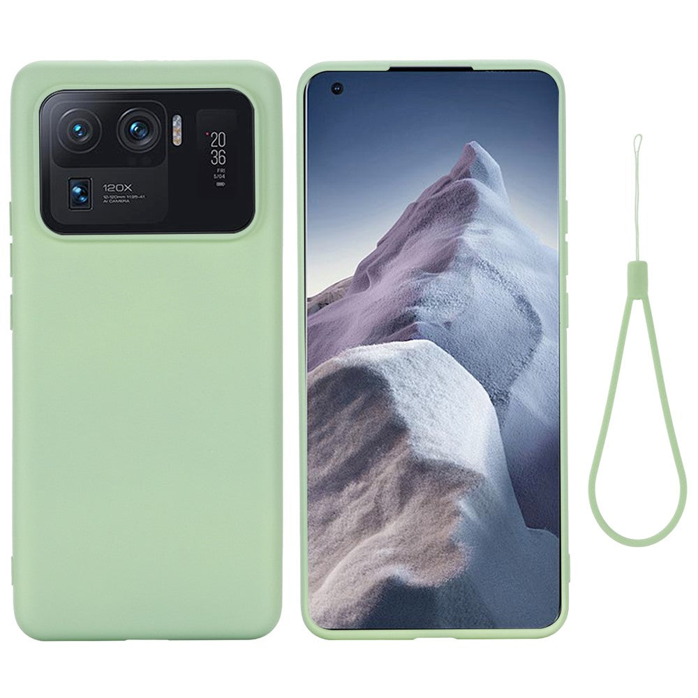Liquid Silicone Soft Case Protective Shell with Handy Strap for Xiaomi Mi 11 Ultra