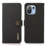 KHAZNEH Genuine Leather Phone Shell Full Protection Case with RFID Blocking Anti-theft Swiping Design for Xiaomi Mi 11 Lite 4G / 5G / 11 Lite 5G NE