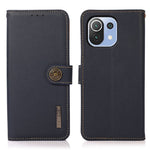 KHAZNEH Genuine Leather Phone Shell Full Protection Case with RFID Blocking Anti-theft Swiping Design for Xiaomi Mi 11 Lite 4G / 5G / 11 Lite 5G NE