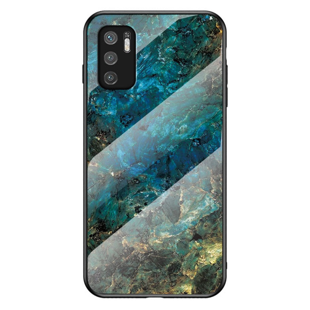 Anti-Scratch Marbling Pattern Design Well-Protected Tempered Glass Cell Phone Cover for Xiaomi Redmi Note 10 5G/Poco M3 Pro 4G/Poco M3 Pro 5G