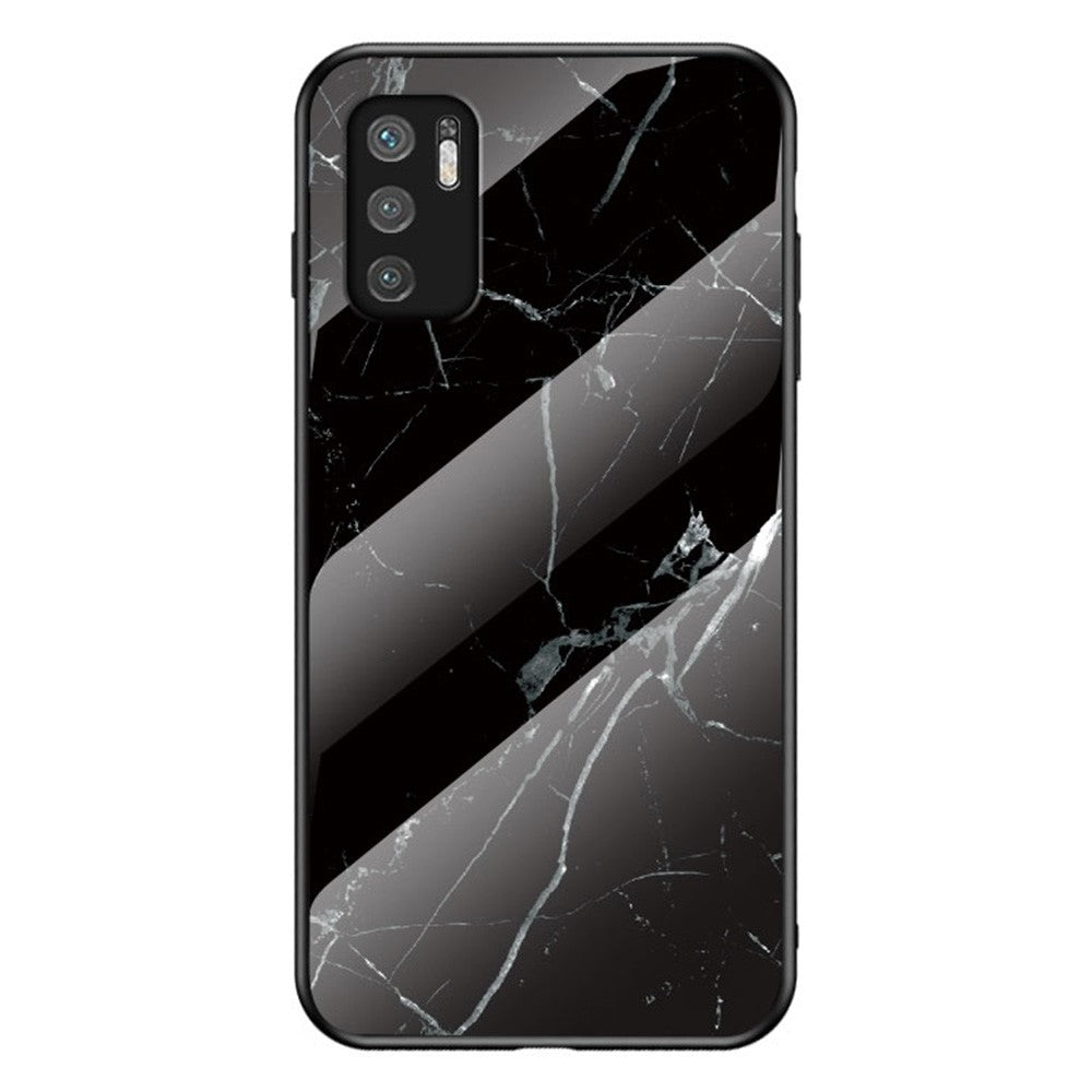 Anti-Scratch Marbling Pattern Design Well-Protected Tempered Glass Cell Phone Cover for Xiaomi Redmi Note 10 5G/Poco M3 Pro 4G/Poco M3 Pro 5G