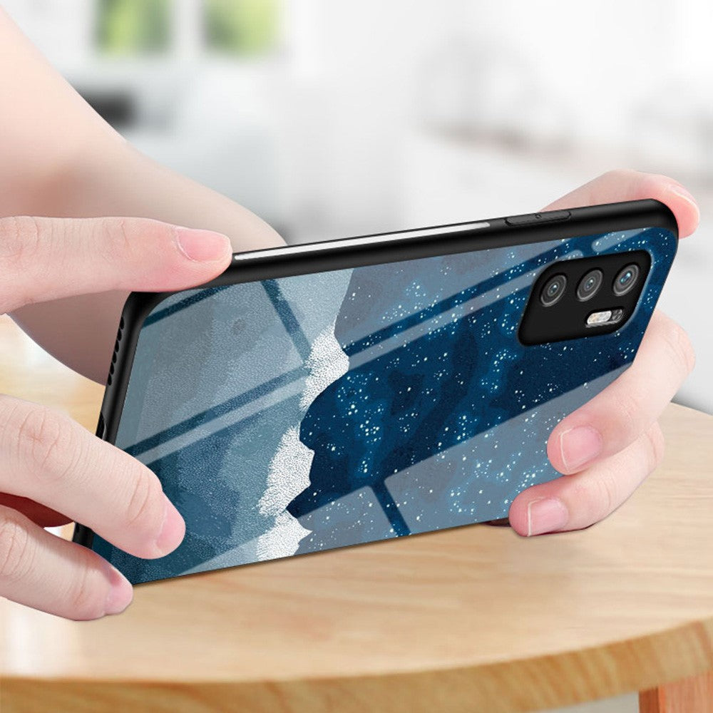 Välskyddat hybridskal med stjärnhimmelmönster och reptåligt härdat glas för Xiaomi Redmi Note 10 5G/Poco M3 Pro 4G/Poco M3 Pro 5G