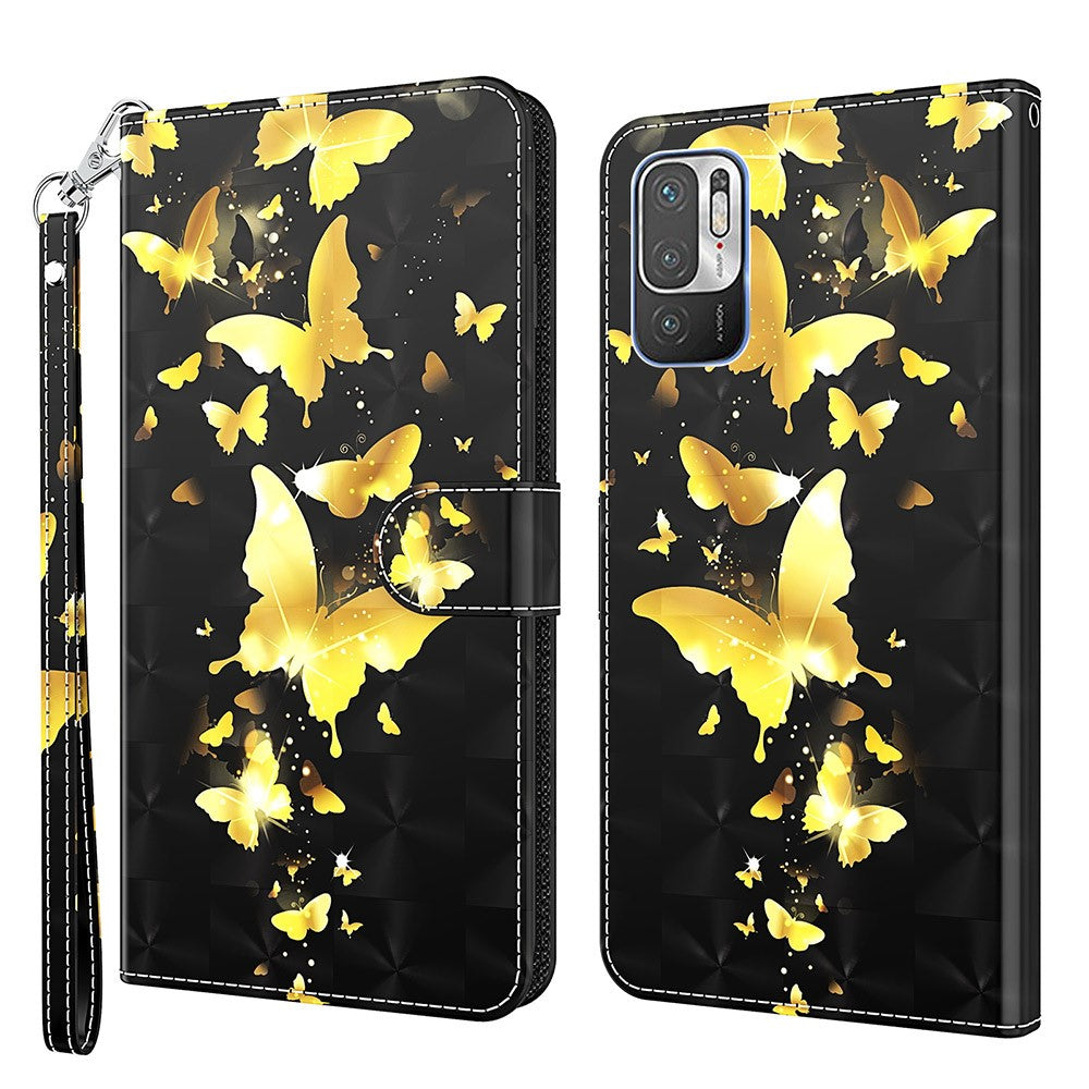 For Xiaomi Redmi Note 10 5G/Xiaomi Poco M3 Pro 4G / 5G Wallet Phone Case Pattern Printed PU Leather Magnetic Closure Flip Cover with Strap/Cards Holder