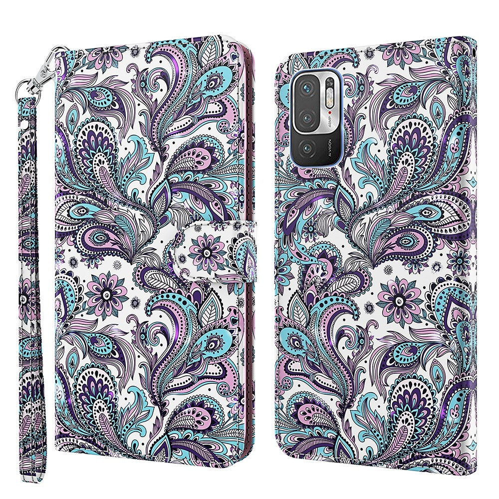 For Xiaomi Redmi Note 10 5G/Xiaomi Poco M3 Pro 4G / 5G Wallet Phone Case Pattern Printed PU Leather Magnetic Closure Flip Cover with Strap/Cards Holder