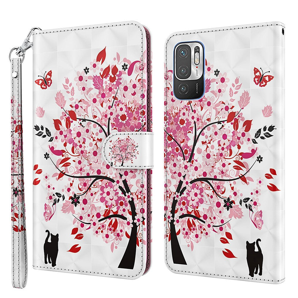 For Xiaomi Redmi Note 10 5G/Xiaomi Poco M3 Pro 4G / 5G Wallet Phone Case Pattern Printed PU Leather Magnetic Closure Flip Cover with Strap/Cards Holder
