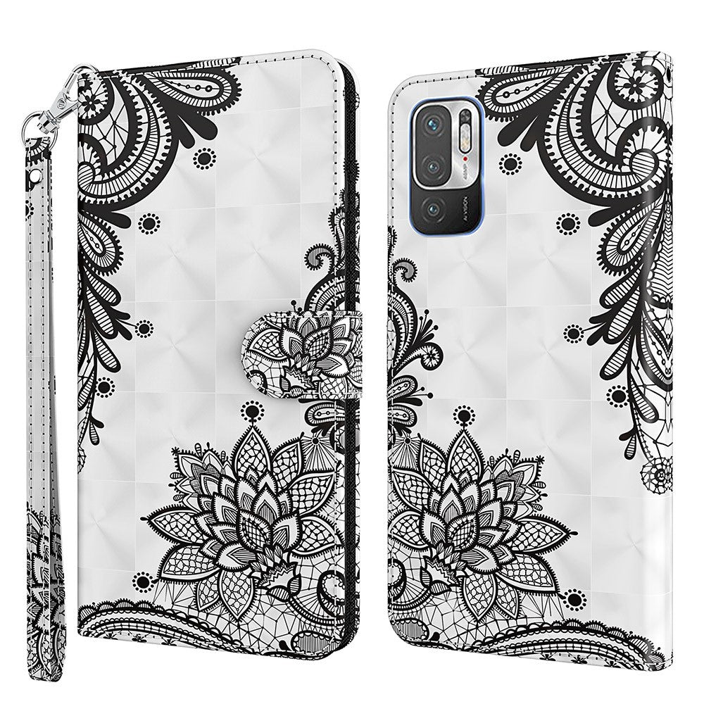 For Xiaomi Redmi Note 10 5G/Xiaomi Poco M3 Pro 4G / 5G Wallet Phone Case Pattern Printed PU Leather Magnetic Closure Flip Cover with Strap/Cards Holder