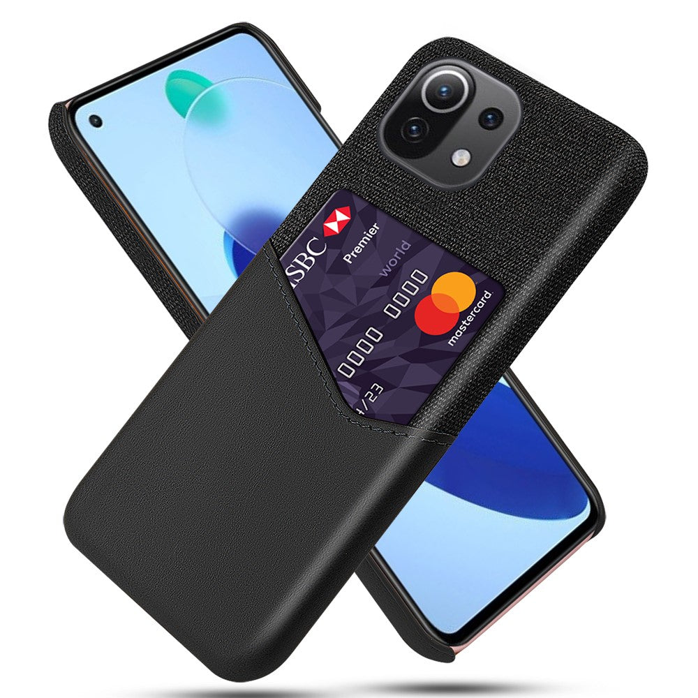 Cloth + PU Leather Coated+PC Case Cell Phone Protective Shell with Card Slot for Xiaomi Mi 11 Lite 4G / 5G / 11 Lite 5G NE