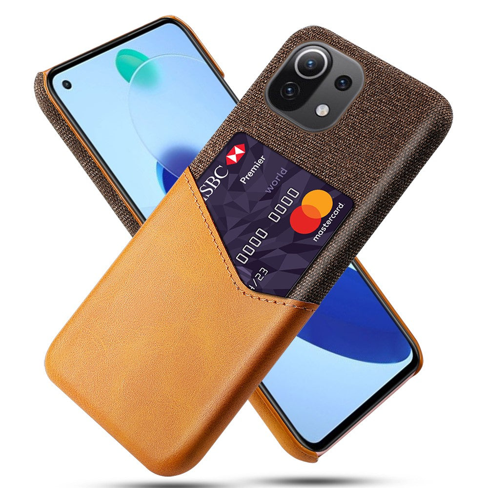 Cloth + PU Leather Coated+PC Case Cell Phone Protective Shell with Card Slot for Xiaomi Mi 11 Lite 4G / 5G / 11 Lite 5G NE