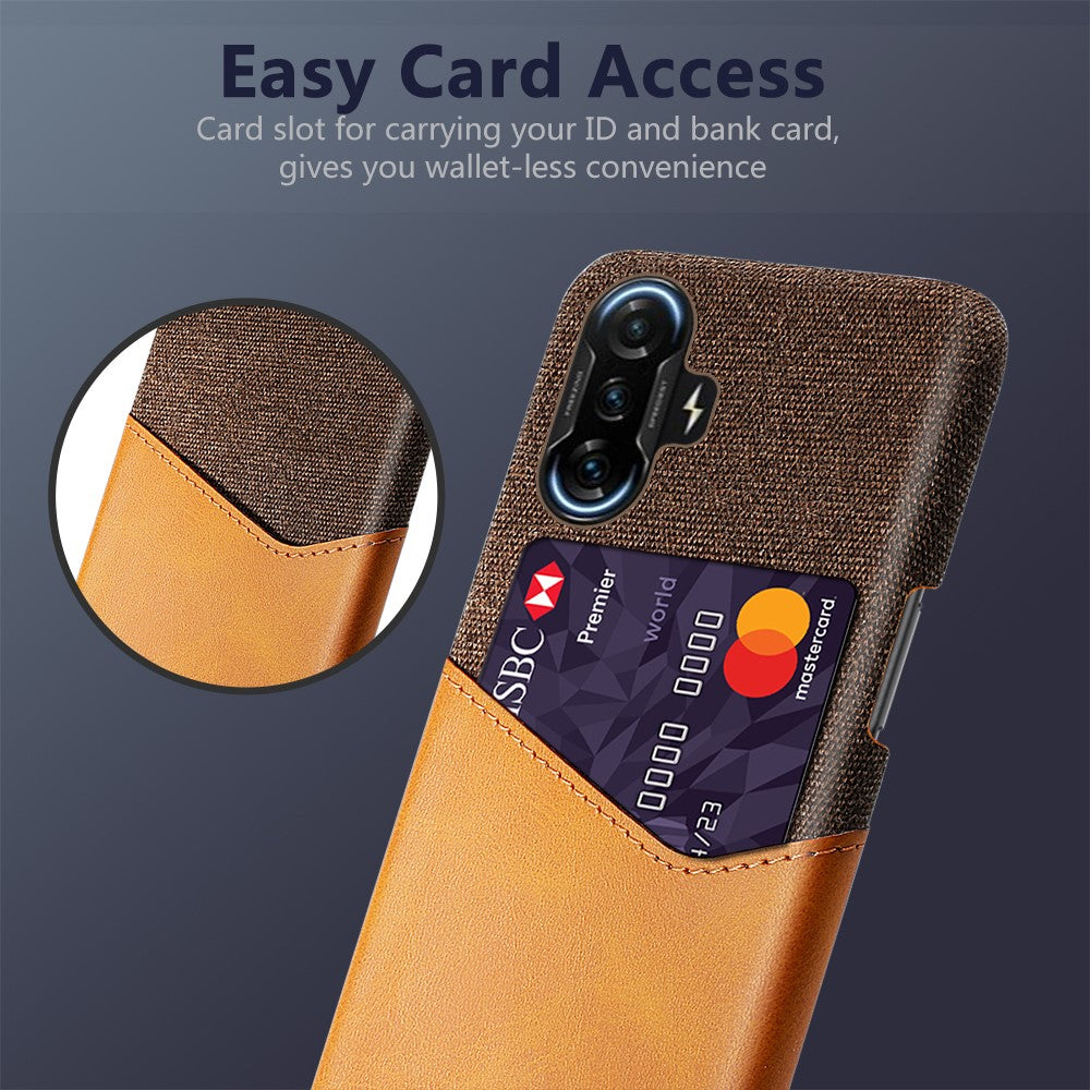 Shockproof Cloth + PU Leather Coated PC Phone Case Protector with Card Slot for Xiaomi Redmi K40 Gaming