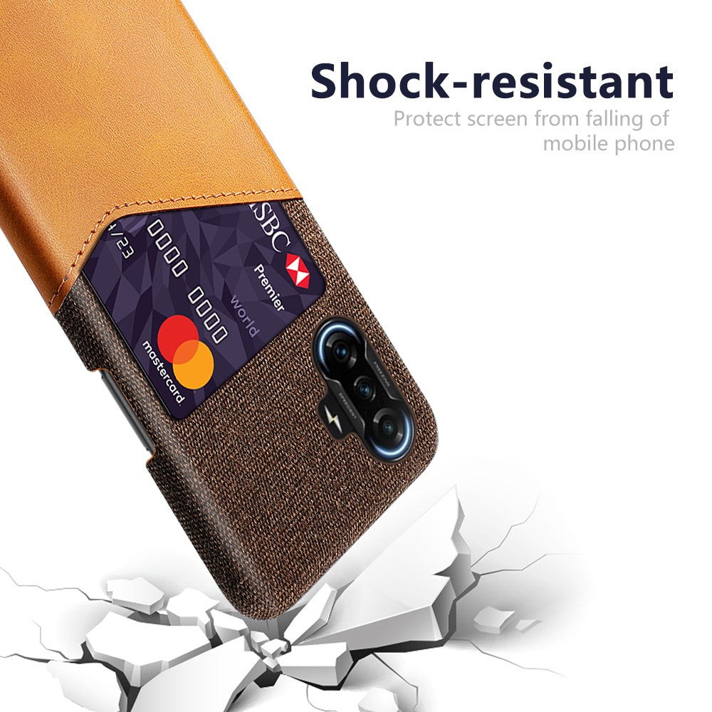 Shockproof Cloth + PU Leather Coated PC Phone Case Protector with Card Slot for Xiaomi Redmi K40 Gaming