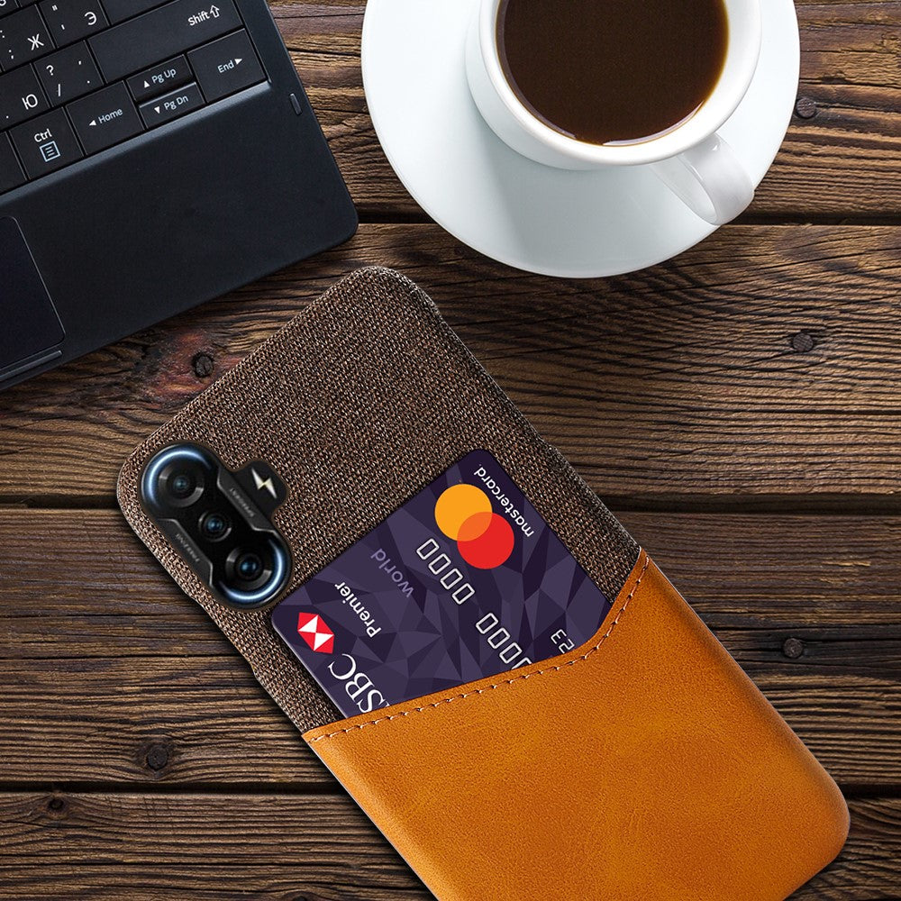 Shockproof Cloth + PU Leather Coated PC Phone Case Protector with Card Slot for Xiaomi Redmi K40 Gaming