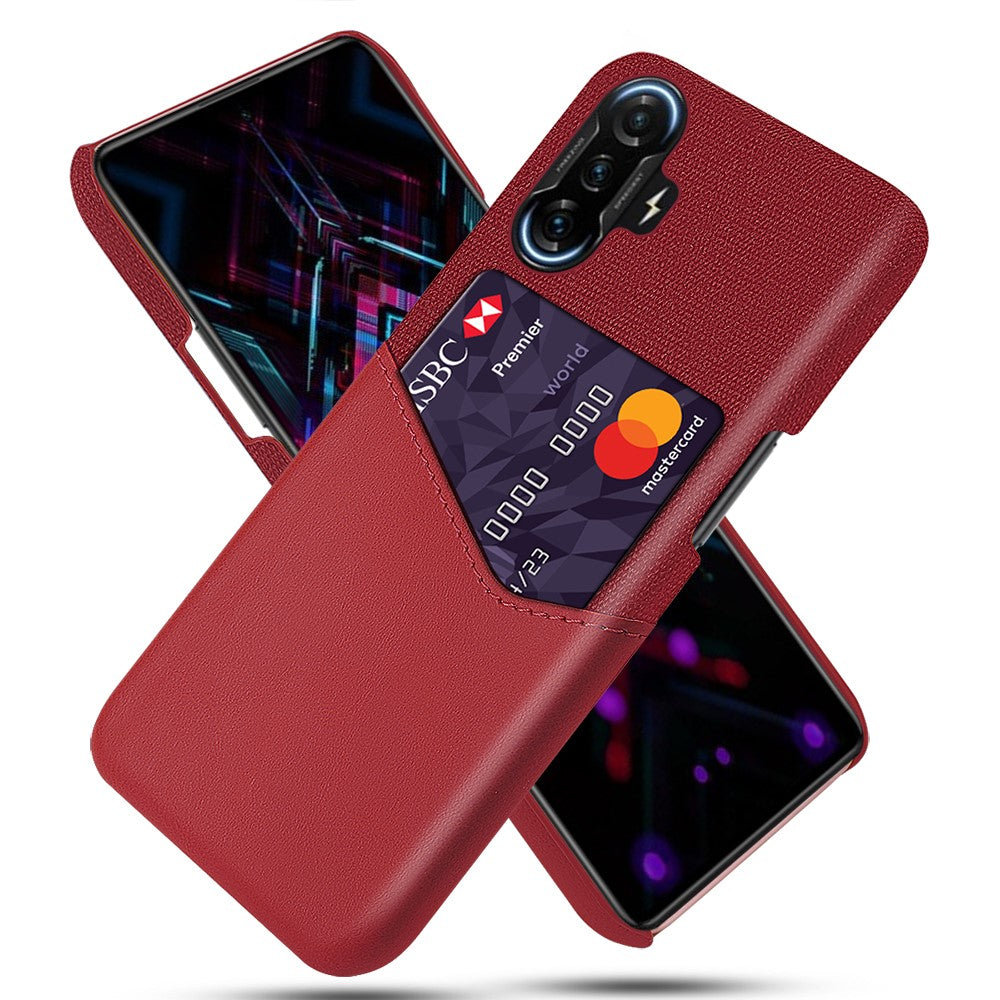 Shockproof Cloth + PU Leather Coated PC Phone Case Protector with Card Slot for Xiaomi Redmi K40 Gaming