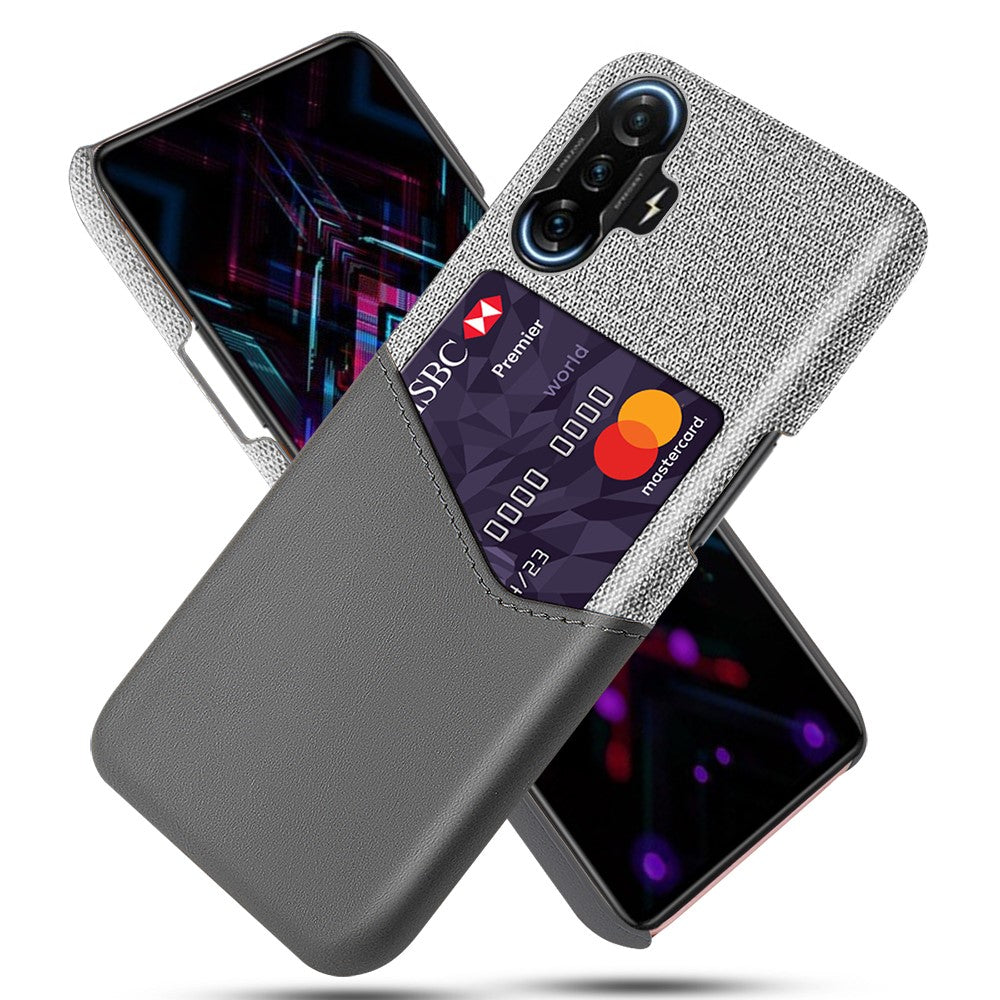 Shockproof Cloth + PU Leather Coated PC Phone Case Protector with Card Slot for Xiaomi Redmi K40 Gaming