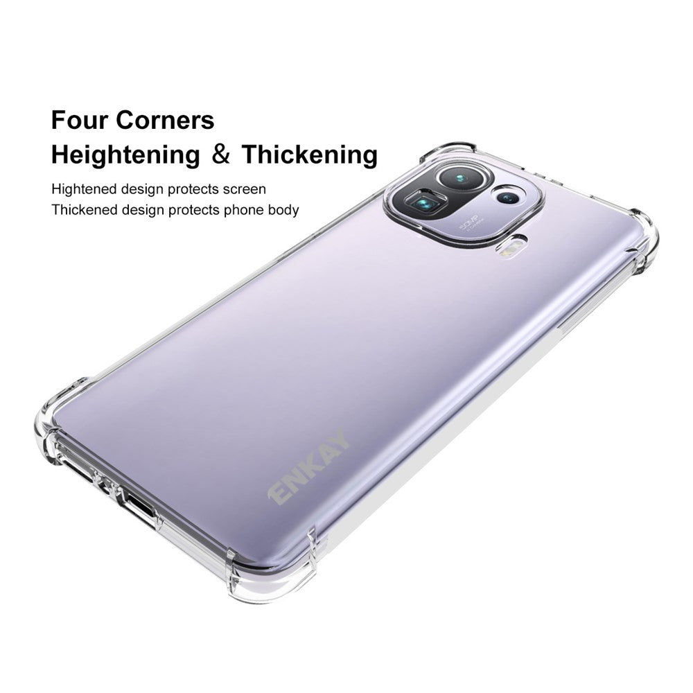 ENKAY HAT PRINCE Shockproof Transparent TPU Mobile Phone Case Cover with Anti-slip Strip for Xiaomi Mi 11 Pro