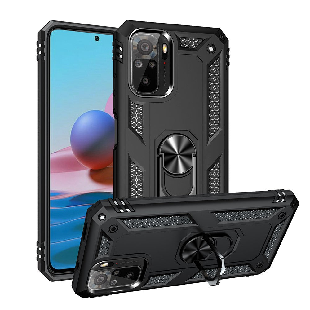 For Xiaomi Poco M5s 4G / Redmi Note 10 4G / Note 10S 4G Hybrid PC + TPU Phone Case with Finger Ring Kickstand