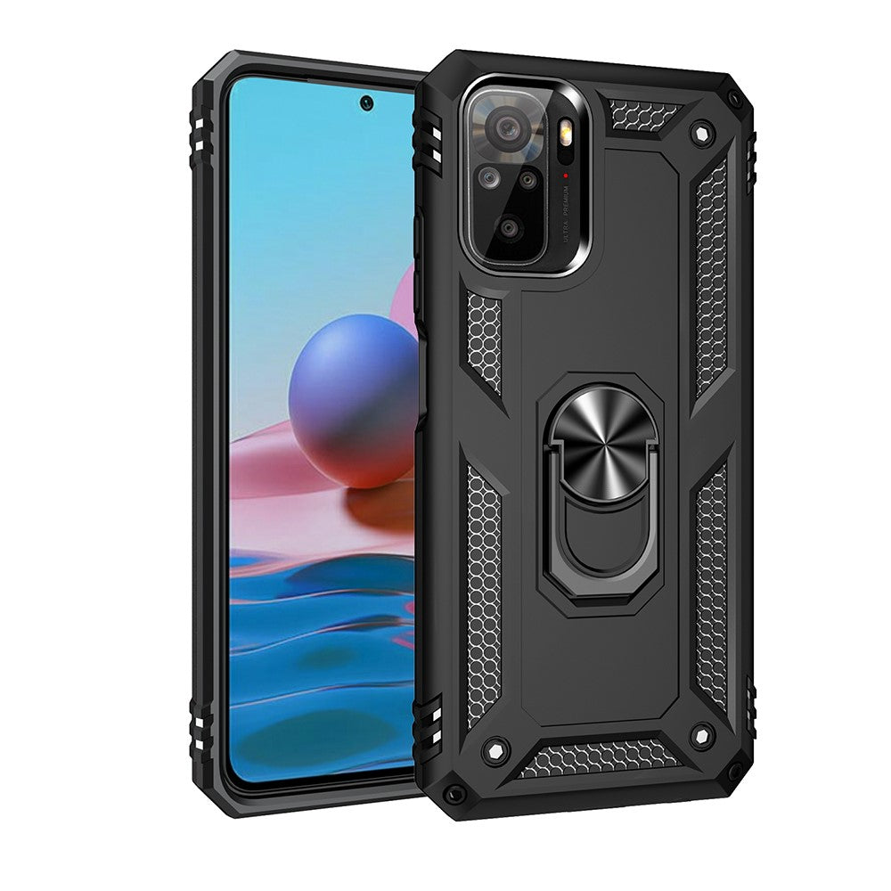 For Xiaomi Poco M5s 4G / Redmi Note 10 4G / Note 10S 4G Hybrid PC + TPU Phone Case with Finger Ring Kickstand