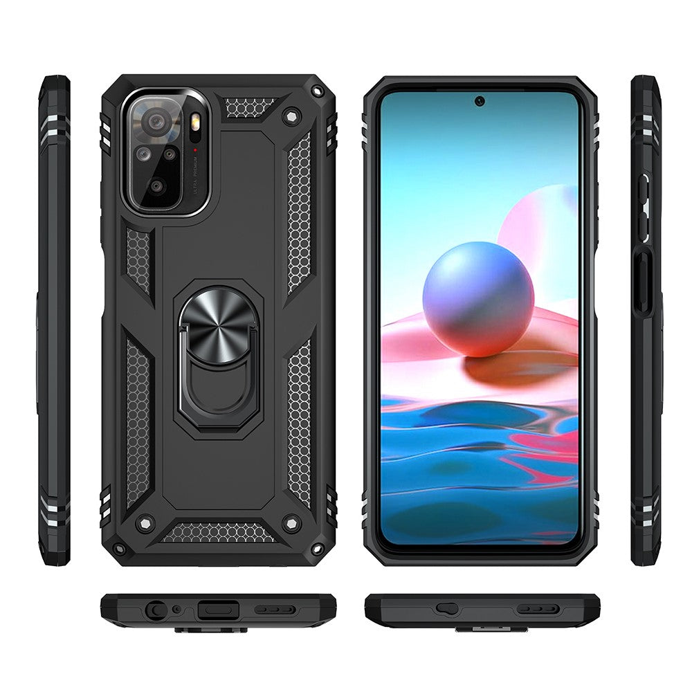 For Xiaomi Poco M5s 4G / Redmi Note 10 4G / Note 10S 4G Hybrid PC + TPU Phone Case with Finger Ring Kickstand