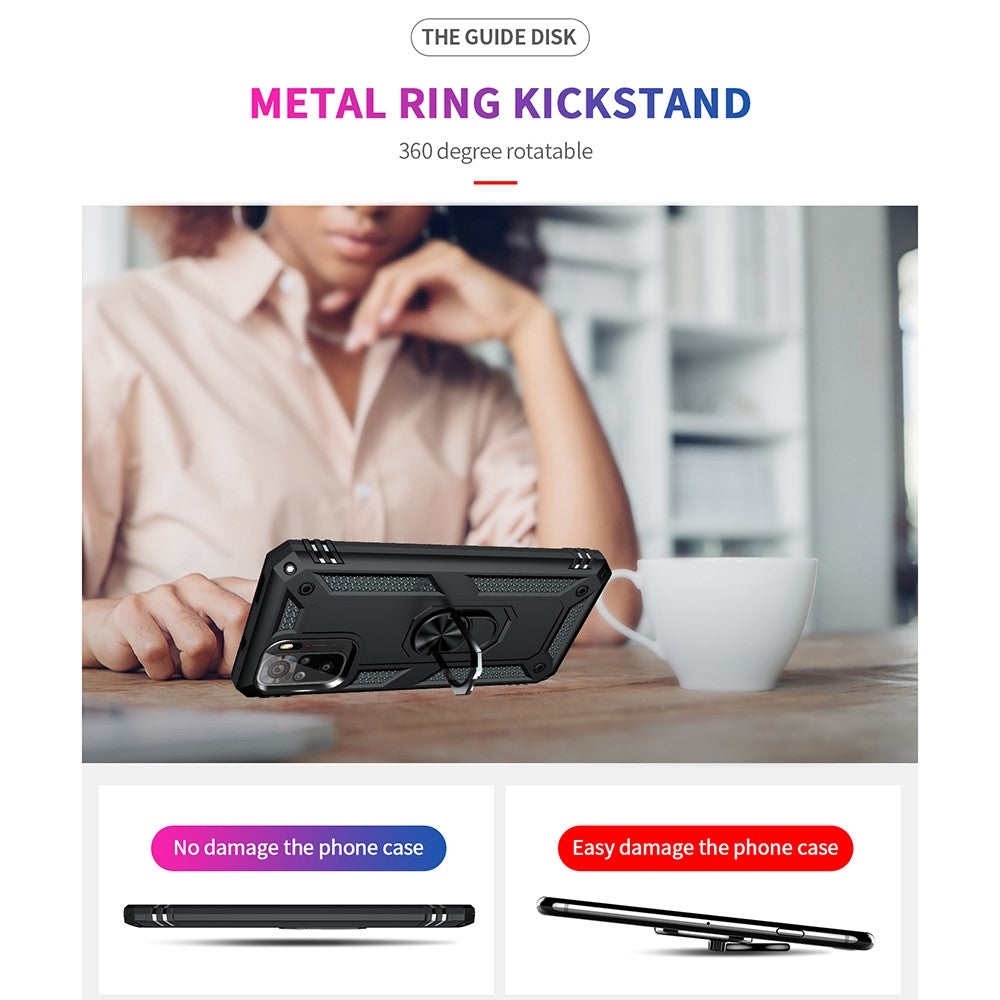 For Xiaomi Poco M5s 4G / Redmi Note 10 4G / Note 10S 4G Hybrid PC + TPU Phone Case with Finger Ring Kickstand