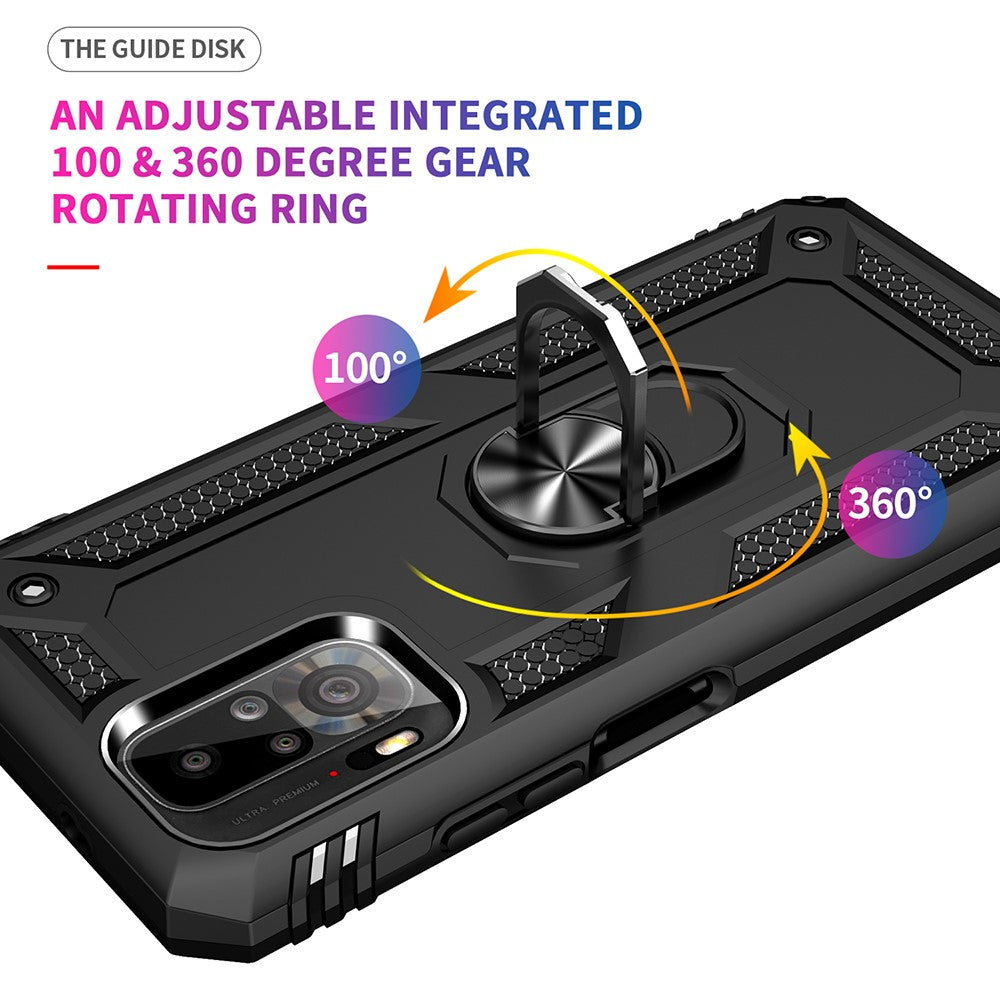For Xiaomi Poco M5s 4G / Redmi Note 10 4G / Note 10S 4G Hybrid PC + TPU Phone Case with Finger Ring Kickstand