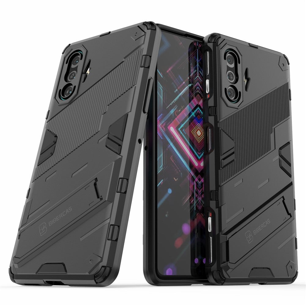 PC + TPU fallskyddande hybridmobilskal med stativdesign för Xiaomi Redmi K40 Gaming