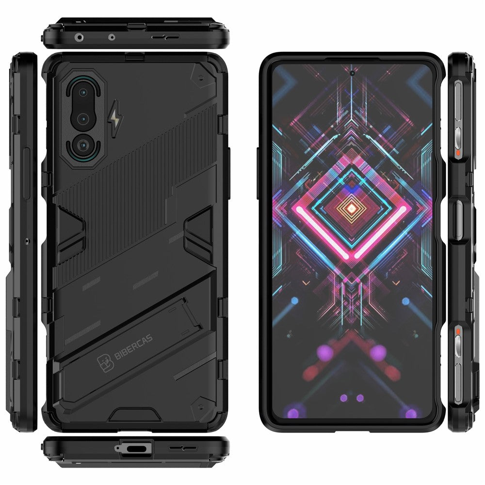 PC + TPU fallskyddande hybridmobilskal med stativdesign för Xiaomi Redmi K40 Gaming