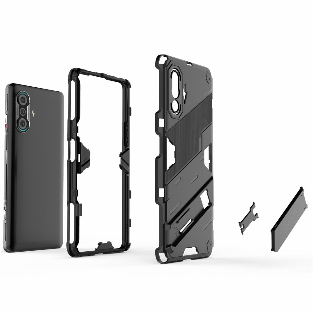 PC + TPU fallskyddande hybridmobilskal med stativdesign för Xiaomi Redmi K40 Gaming