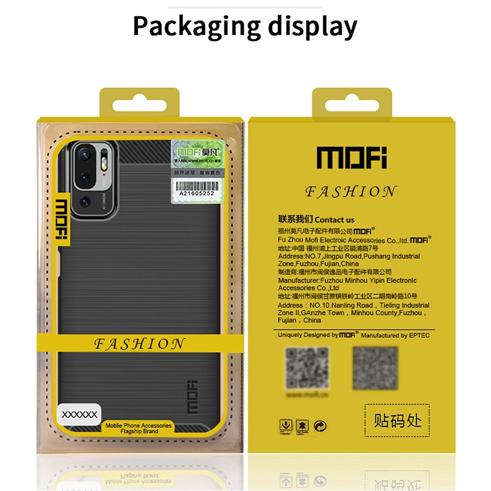MOFI Carbon Fiber Brushed Flex TPU Phone Cover for Xiaomi Redmi Note 10 5G / Poco M3 Pro 5G