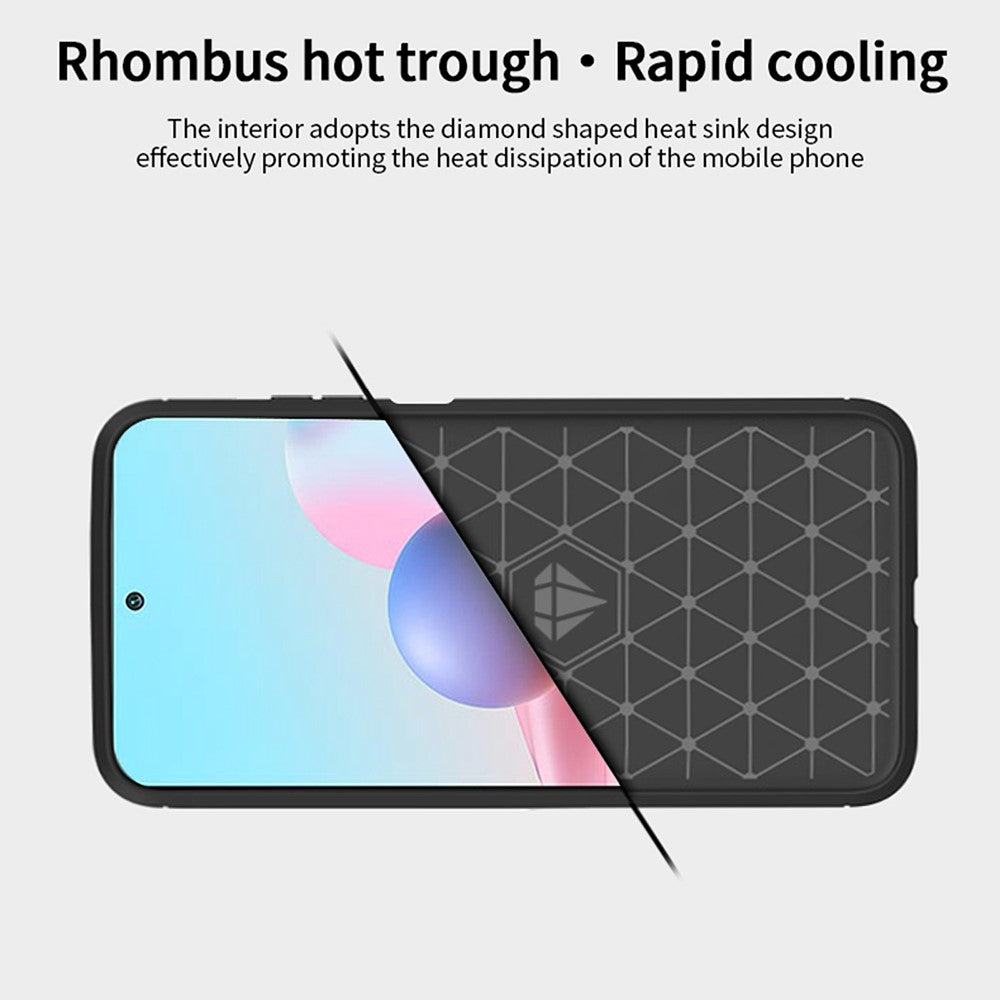 MOFI Carbon Fiber Brushed Flex TPU Phone Cover for Xiaomi Redmi Note 10 5G / Poco M3 Pro 5G