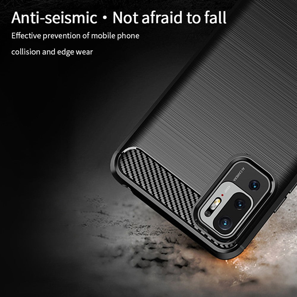 MOFI Carbon Fiber Brushed Flex TPU Phone Cover for Xiaomi Redmi Note 10 5G / Poco M3 Pro 5G