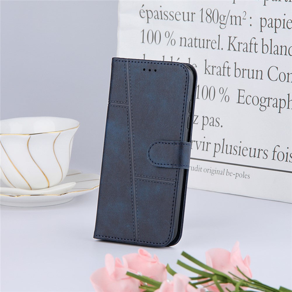 Concise Splicing Leather Phone Cover Case with Wallet Stand for Xiaomi Redmi Note 9S/9 Pro/9 Pro Max