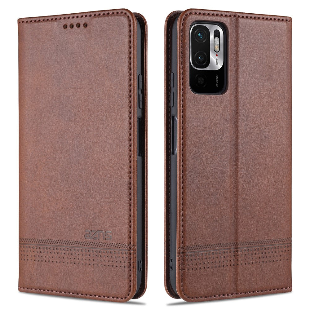 AZNS For Xiaomi Redmi Note 10 5G / Note 10T 5G / Poco M3 Pro 5G / 4G Leather Phone Case Auto-absorbed Magnetic Wallet Stand Cover