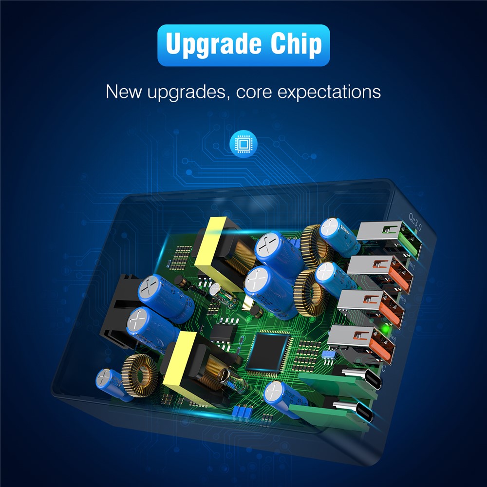 Multiport USB QC3.0 Oplader Type-C PD20W Telefon Tablet Bluetooth-kompatibel Hovedtelefon Hurtig Opladning Strømadapter