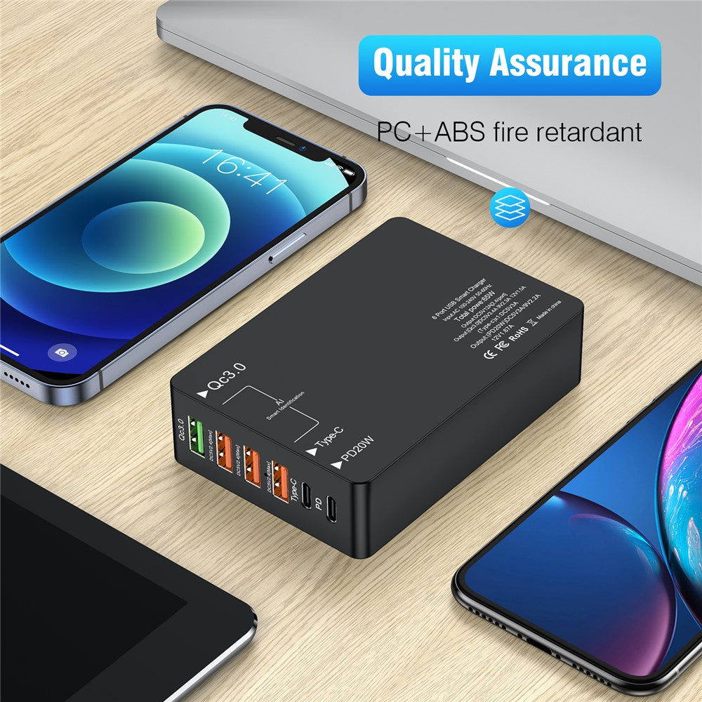Multiport USB QC3.0 Oplader Type-C PD20W Telefon Tablet Bluetooth-kompatibel Hovedtelefon Hurtig Opladning Strømadapter