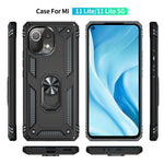 Xiaomi Mi 11 Lite 4G / 5G / 11 Lite 5G NE-skal med ringstöd, PC + TPU hybridmobilskal