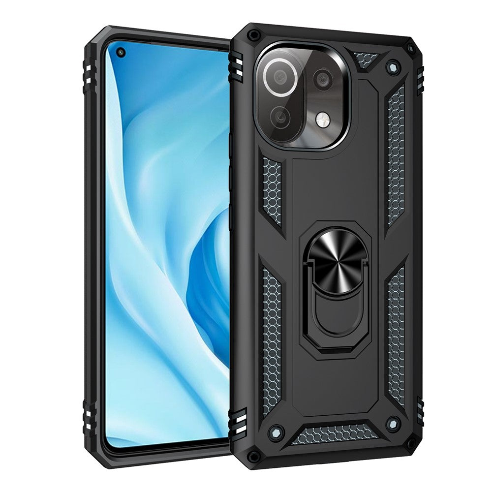 Xiaomi Mi 11 Lite 4G / 5G / 11 Lite 5G NE-skal med ringstöd, PC + TPU hybridmobilskal