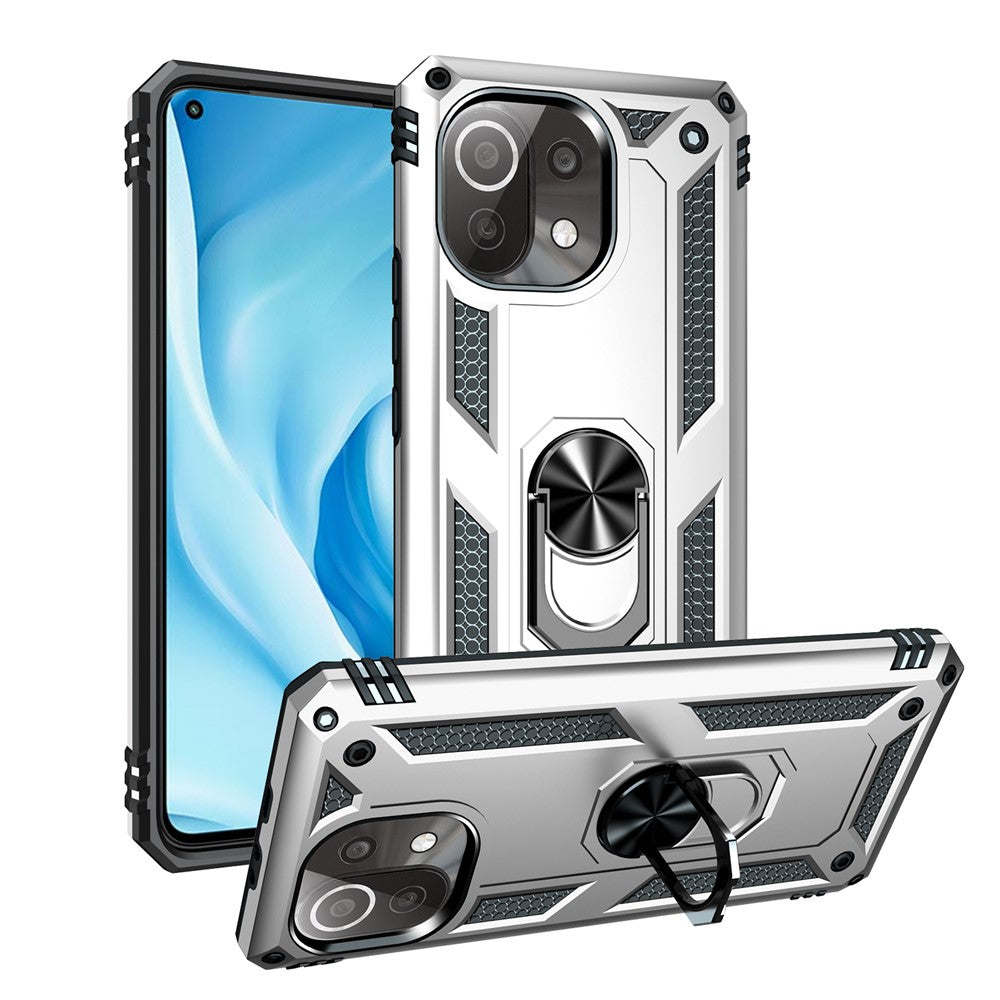 Xiaomi Mi 11 Lite 4G / 5G / 11 Lite 5G NE-skal med ringstöd, PC + TPU hybridmobilskal