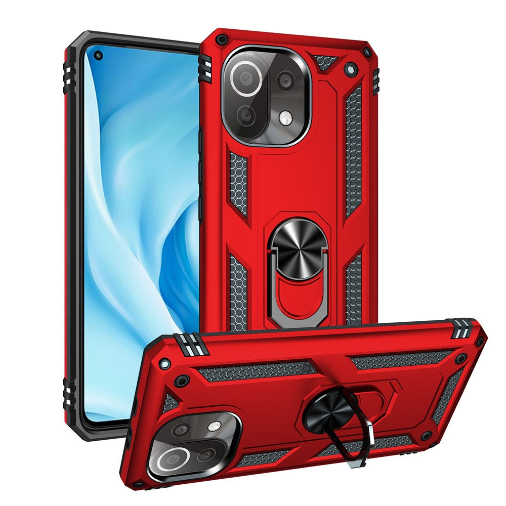 Xiaomi Mi 11 Lite 4G / 5G / 11 Lite 5G NE-skal med ringstöd, PC + TPU hybridmobilskal