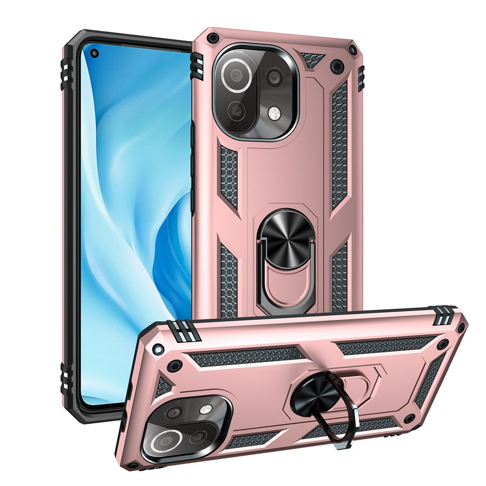 Xiaomi Mi 11 Lite 4G / 5G / 11 Lite 5G NE-skal med ringstöd, PC + TPU hybridmobilskal