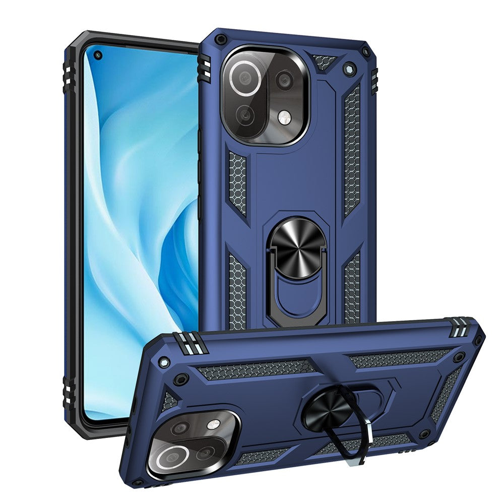 Xiaomi Mi 11 Lite 4G / 5G / 11 Lite 5G NE-skal med ringstöd, PC + TPU hybridmobilskal