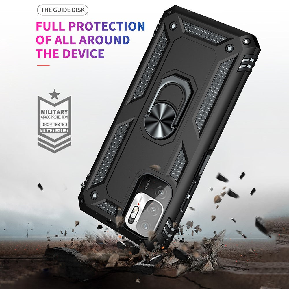 Anti-drop PC + TPU Combo Hybrid Phone Shell with Ring Kickstand for Xiaomi Redmi Note 10 5G