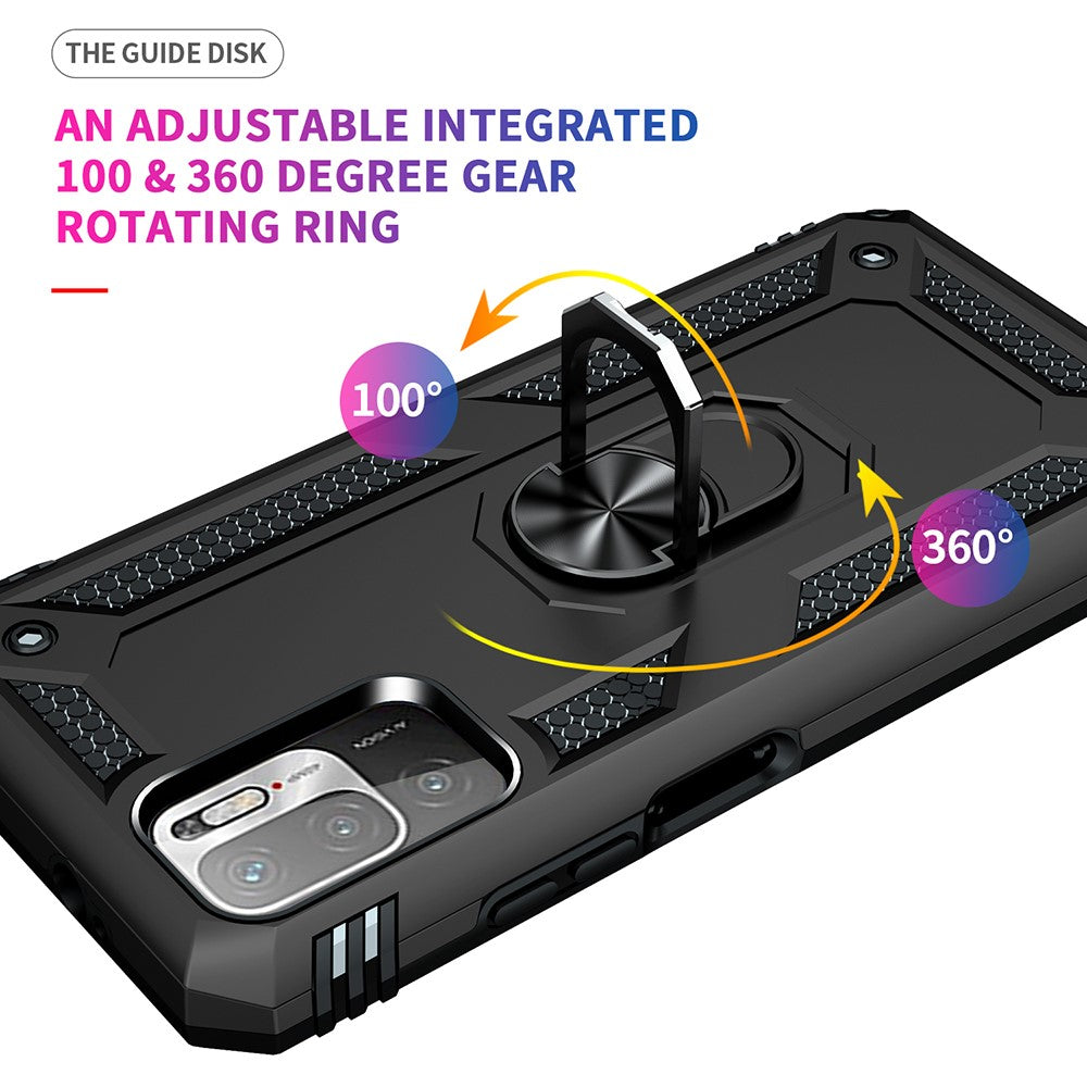Anti-drop PC + TPU Combo Hybrid Phone Shell with Ring Kickstand for Xiaomi Redmi Note 10 5G