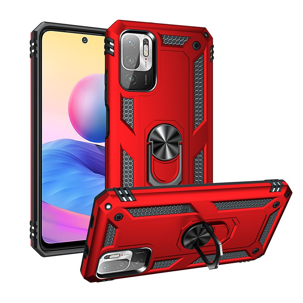 Anti-drop PC + TPU Combo Hybrid Phone Shell with Ring Kickstand for Xiaomi Redmi Note 10 5G