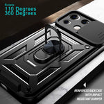 Shockproof Camera Slide Phone Case Cover with Kickstand Ring Holder for Xiaomi Mi 11 Lite 4G / 5G / 11 Lite 5G NE