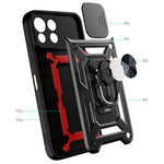 Shockproof Camera Slide Phone Case Cover with Kickstand Ring Holder for Xiaomi Mi 11 Lite 4G / 5G / 11 Lite 5G NE