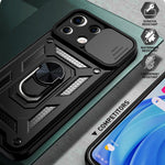 Shockproof Camera Slide Phone Case Cover with Kickstand Ring Holder for Xiaomi Mi 11 Lite 4G / 5G / 11 Lite 5G NE