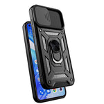 Shockproof Camera Slide Phone Case Cover with Kickstand Ring Holder for Xiaomi Mi 11 Lite 4G / 5G / 11 Lite 5G NE