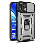 Shockproof Camera Slide Phone Case Cover with Kickstand Ring Holder for Xiaomi Mi 11 Lite 4G / 5G / 11 Lite 5G NE