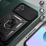 Stötsäkert hybridfodral för kamera och mobil med stativ och ringhållare för Xiaomi Redmi Note 10 Pro 4G (Global) / Note 10 Pro 4G (Indien)