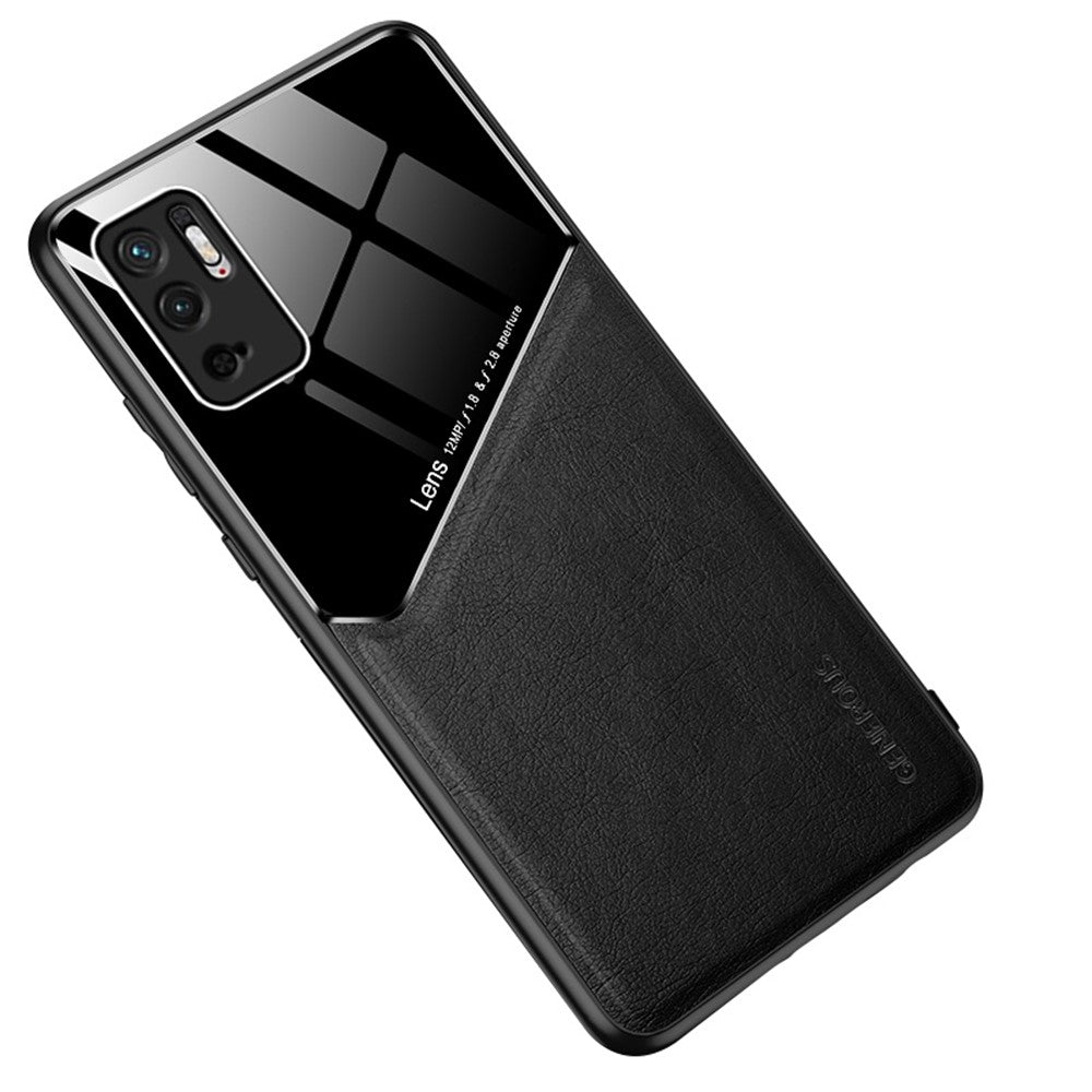 Precise Cut-Out Cover Textured Leather Coated Hybrid Case with Magnetic Metal Sheet Design for Xiaomi Redmi Note 10 5G/Poco M3 Pro 4G/Poco M3 Pro 5G