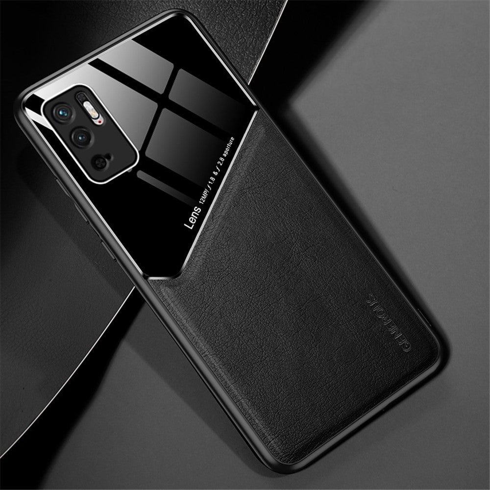 Precise Cut-Out Cover Textured Leather Coated Hybrid Case with Magnetic Metal Sheet Design for Xiaomi Redmi Note 10 5G/Poco M3 Pro 4G/Poco M3 Pro 5G